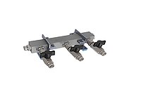 3-way Header with ball valves, M16x1