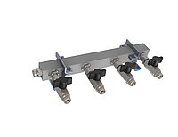 4-way Header with ball valves, M16x1